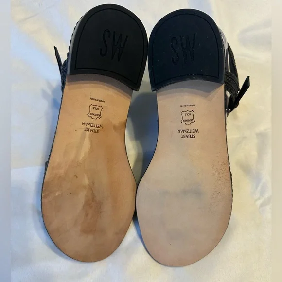 Stuart Weitzman Black Leather Sandals - Picture 3 of 5